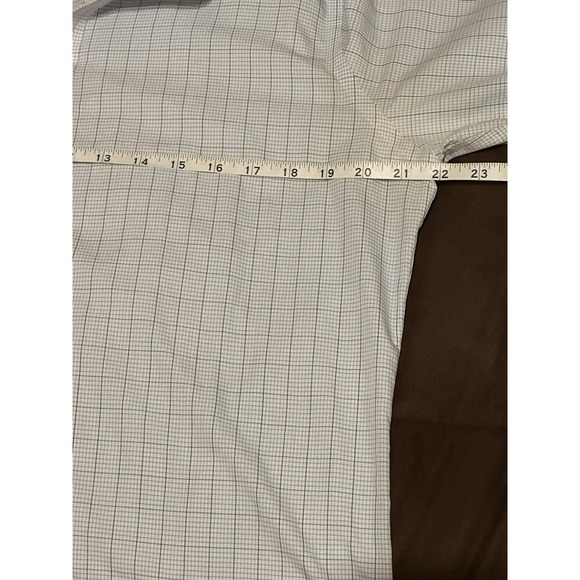 Charles Tyrwhitt 16 33 Non-Iron Slim Fit Shirt Green Blue Pattern 100% Cotton - Picture 4 of 4